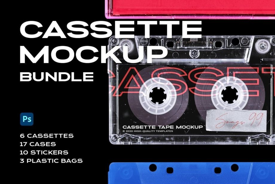 PrintPixel Cassette Tape Mockup Bundle Plastic